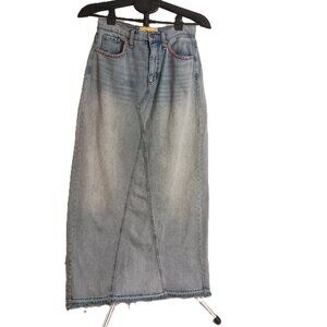 Circus NY by Sam Edelman Light Denim Maxi Skirt Back Slit Women’s Size 26 waist
